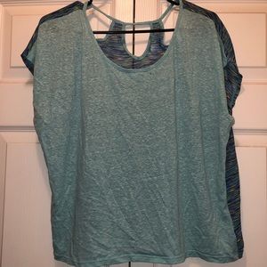 Decree blue shirt with decorative back.